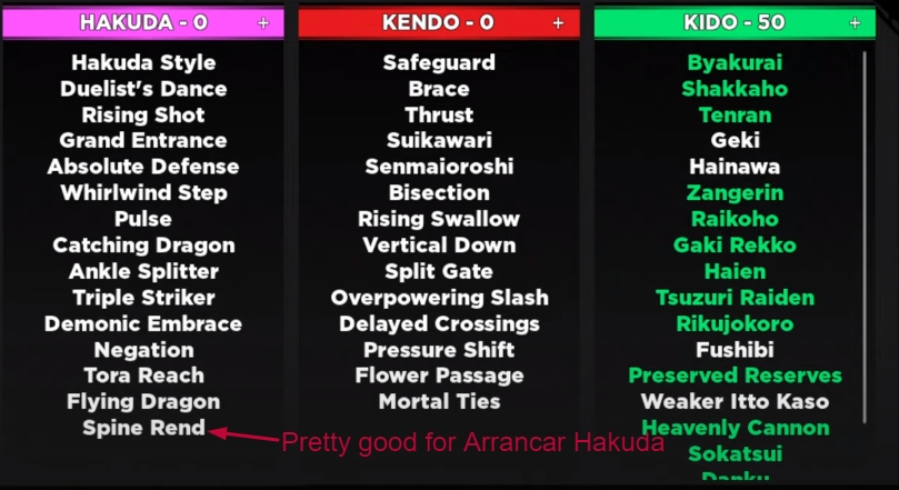 Recommended Hakuda ability